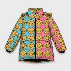 Куртка зимняя для девочки Smiley, цвет: 3D-черный