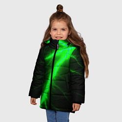Куртка зимняя для девочки Зеленый разряд молнии, цвет: 3D-черный — фото 2