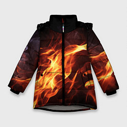Куртка зимняя для девочки Огненный фон, цвет: 3D-светло-серый