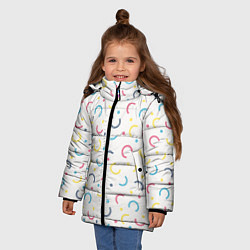 Куртка зимняя для девочки Точки и дуги на светлом фоне, цвет: 3D-светло-серый — фото 2