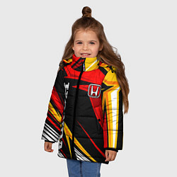 Куртка зимняя для девочки Honda - красный и оранжевый, цвет: 3D-черный — фото 2
