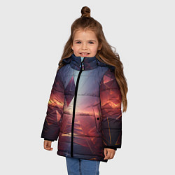 Куртка зимняя для девочки 3D Ромб, цвет: 3D-светло-серый — фото 2