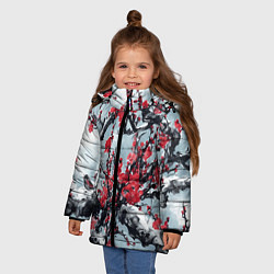 Куртка зимняя для девочки Лепестки цветущей вишни - сакура, цвет: 3D-красный — фото 2