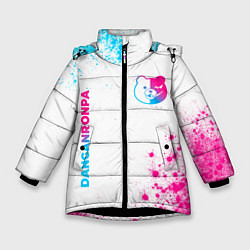 Зимняя куртка для девочки Danganronpa neon gradient style: надпись, символ