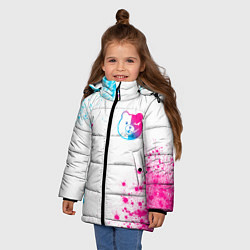 Куртка зимняя для девочки Danganronpa neon gradient style: надпись, символ, цвет: 3D-черный — фото 2