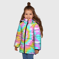 Куртка зимняя для девочки Tie-Dye кислотный в стиле барби, цвет: 3D-светло-серый — фото 2