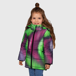 Куртка зимняя для девочки Абстрактное северное сияние, цвет: 3D-черный — фото 2