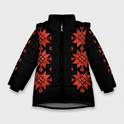 Куртка зимняя для девочки Удмуртский - вертикаль black 2, цвет: 3D-светло-серый