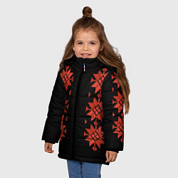 Куртка зимняя для девочки Удмуртский - вертикаль black 2, цвет: 3D-светло-серый — фото 2