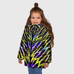 Куртка зимняя для девочки Зеркальный неоновый паттерн, цвет: 3D-красный — фото 2