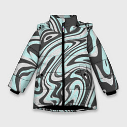 Куртка зимняя для девочки Абстракция серо-голубой текстурный, цвет: 3D-черный