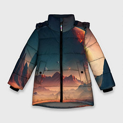 Куртка зимняя для девочки Планета в далеком космосе, цвет: 3D-светло-серый