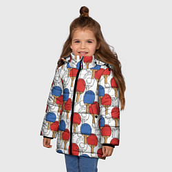Куртка зимняя для девочки Настольный теннис - ракетки, цвет: 3D-красный — фото 2