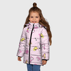 Куртка зимняя для девочки Барби аксессуары - розовый паттерн, цвет: 3D-черный — фото 2