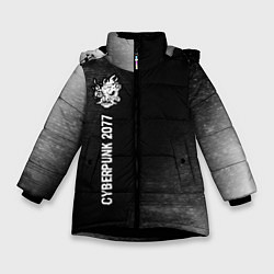 Куртка зимняя для девочки Cyberpunk 2077 glitch на темном фоне: по-вертикали, цвет: 3D-черный