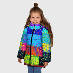 Куртка зимняя для девочки Геометрическая абстракция - капли дождя, цвет: 3D-светло-серый — фото 2
