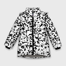 Куртка зимняя для девочки Пятнистый чёрно-белый паттерн, цвет: 3D-светло-серый