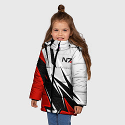 Куртка зимняя для девочки N7 mass effect - white and red, цвет: 3D-красный — фото 2