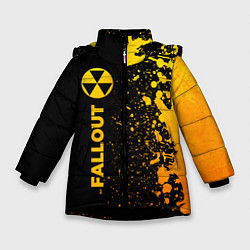Куртка зимняя для девочки Fallout - gold gradient: по-вертикали, цвет: 3D-черный
