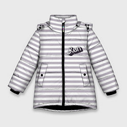 Куртка зимняя для девочки Кен - серые и белые полосы, цвет: 3D-черный