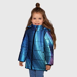 Куртка зимняя для девочки Трехмерные волны, цвет: 3D-черный — фото 2