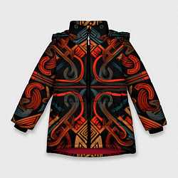 Куртка зимняя для девочки Орнамент в скандинавском стиле, цвет: 3D-красный