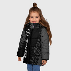 Куртка зимняя для девочки Opel speed на темном фоне со следами шин: по-верти, цвет: 3D-черный — фото 2