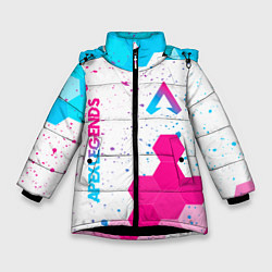 Зимняя куртка для девочки Apex Legends neon gradient style вертикально