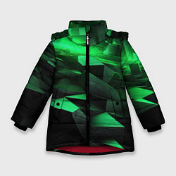 Куртка зимняя для девочки Зеленые квадратные плиты, цвет: 3D-красный