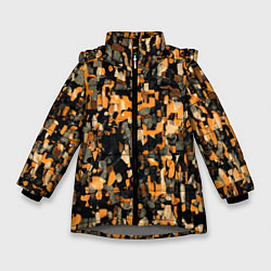 Куртка зимняя для девочки Мазки коричневой краски, цвет: 3D-светло-серый