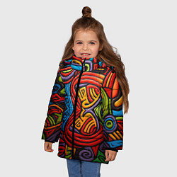 Куртка зимняя для девочки Разноцветный узор в стиле абстракционизм, цвет: 3D-светло-серый — фото 2