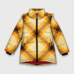 Куртка зимняя для девочки Желтая шотландская клетка, цвет: 3D-красный