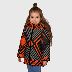 Куртка зимняя для девочки Узор в этническом стиле племени масаев, цвет: 3D-черный — фото 2