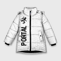Куртка зимняя для девочки Portal glitch на светлом фоне по-вертикали, цвет: 3D-черный