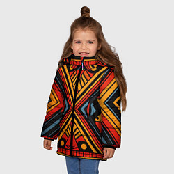 Куртка зимняя для девочки Геометрический узор в африканском стиле, цвет: 3D-светло-серый — фото 2