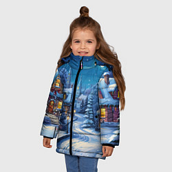 Куртка зимняя для девочки Зимнее предновогоднее настроение, цвет: 3D-черный — фото 2