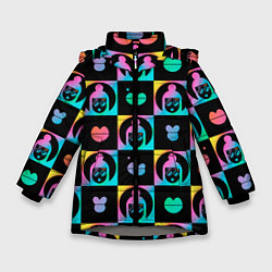 Куртка зимняя для девочки The image of a girl in a square, цвет: 3D-светло-серый