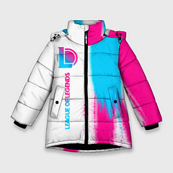 Куртка зимняя для девочки League of Legends neon gradient style по-вертикали, цвет: 3D-черный