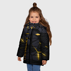 Куртка зимняя для девочки Chevrolet - плиты с эффектом свечения, цвет: 3D-черный — фото 2