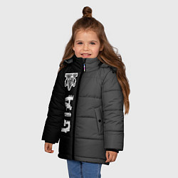 Куртка зимняя для девочки GTA glitch на темном фоне по-вертикали, цвет: 3D-черный — фото 2