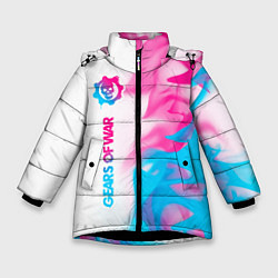 Куртка зимняя для девочки Gears of War neon gradient style по-вертикали, цвет: 3D-черный