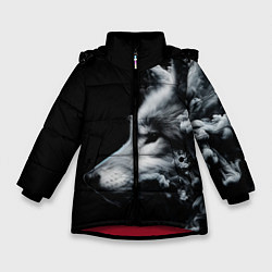 Куртка зимняя для девочки Дымный волк, цвет: 3D-красный