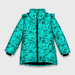 Куртка зимняя для девочки Текстура камень цвета морской волны, цвет: 3D-черный