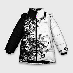 Куртка зимняя для девочки Иллюстрация свободы, цвет: 3D-черный