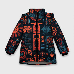 Зимняя куртка для девочки Абстрактный паттерн в славянской стилистике