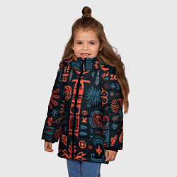 Куртка зимняя для девочки Абстрактный паттерн в славянской стилистике, цвет: 3D-светло-серый — фото 2