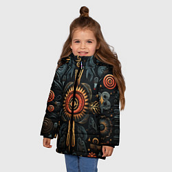 Куртка зимняя для девочки Паттерн в славянской стилистике, цвет: 3D-черный — фото 2