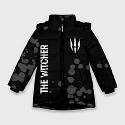 Куртка зимняя для девочки The Witcher glitch на темном фоне вертикально, цвет: 3D-черный