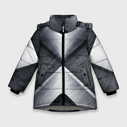 Куртка зимняя для девочки Стальные блоки, цвет: 3D-светло-серый