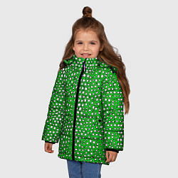 Куртка зимняя для девочки Белые пузырьки на зелёном фоне, цвет: 3D-светло-серый — фото 2